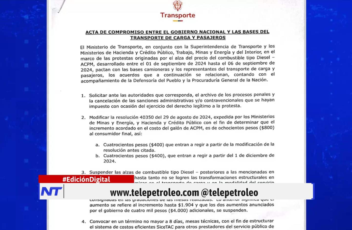 acuerdo gobierno camioneros por el aumento del diésel, aumento del diésel en Colombia, paro camioneros por diésel, acuerdos de transporte y gobierno, bloqueos por aumento del diésel, negociación gobierno camioneros, transporte en Colombia diésel, conflicto camioneros aumento diésel, mesas de diálogo por aumento del diésel, resolución aumento diésel Colombia