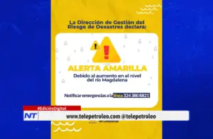 alerta amarilla en Barrancabermeja por aumento del río Magdalena, nivel del río Magdalena en Barrancabermeja, alerta por crecimiento del río Magdalena, riesgo de inundaciones en Barrancabermeja, zonas ribereñas del río Magdalena, monitoreo del río Magdalena, aumento del caudal del río Magdalena, gestión del riesgo en Barrancabermeja, prevención de inundaciones en Barrancabermeja, vigilancia del río Magdalena