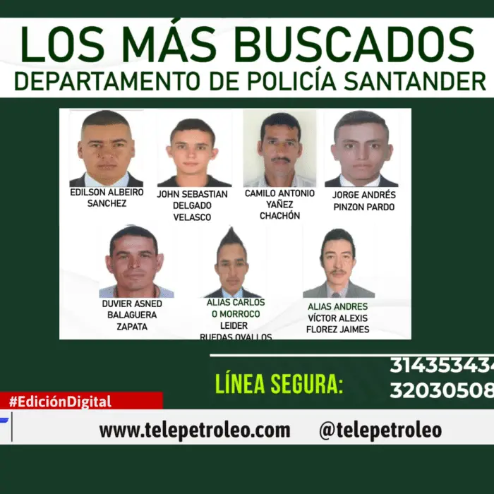 Cartel de los más buscados de Santander: autoridades ofrecen recompensas para capturar a requeridos por graves delitos