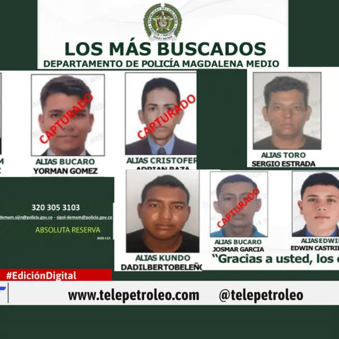 Cartel de los más buscados del Magdalena Medio: seis delincuentes ya fueron capturados